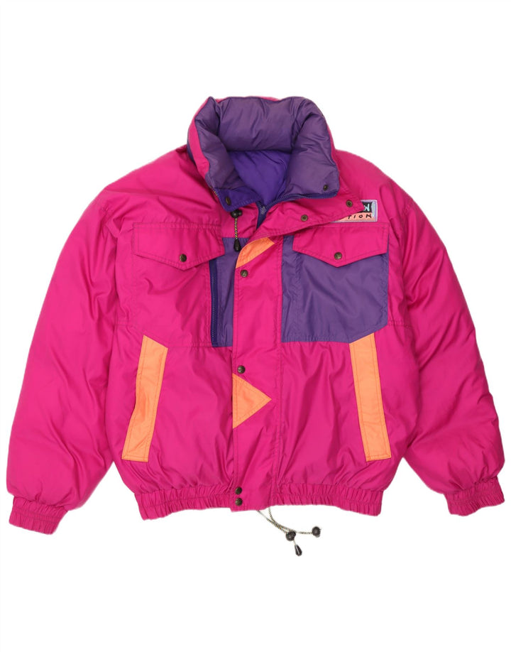 Jachetă de schi reversibilă cu glugă pentru bărbați Norvegia UK 38 Roz mediu Colorblock