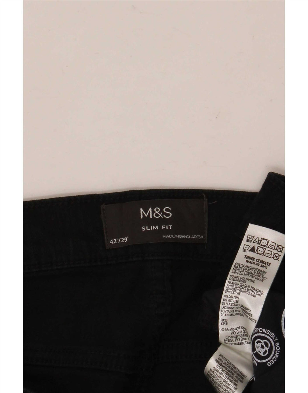 Blugi slim pentru bărbați Marks & Spencer W42 L29 bumbac negru
