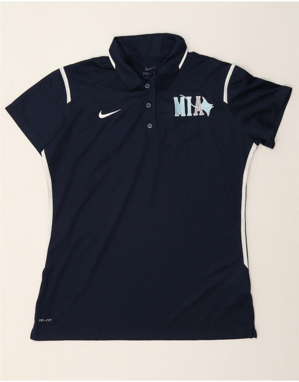 Tricou polo cu grafic Dri Fit Nike pentru femei UK 16, mare, albastru bleumarin