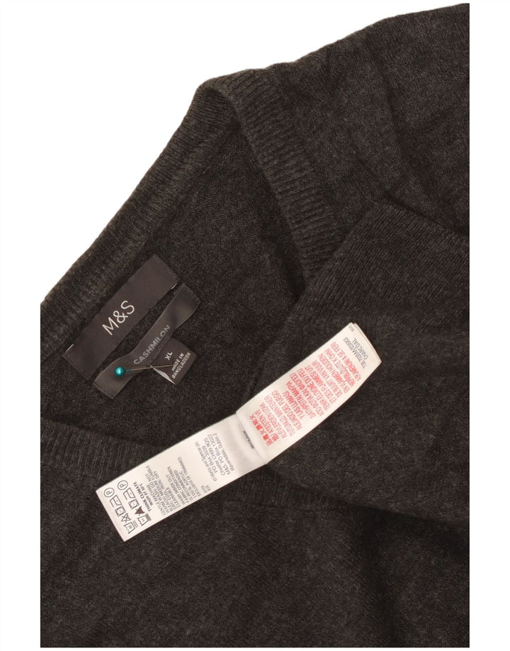 Pulover pentru bărbați Marks & Spencer, cu decolteu în V, XL, gri acrilic