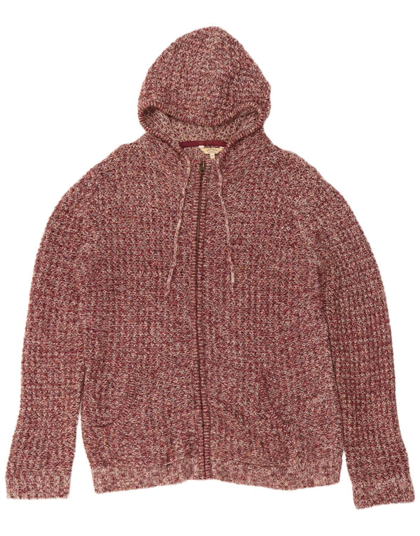 Pulover cardigan cu glugă pentru femei Fat Face UK 16, mare, burgundă, pete