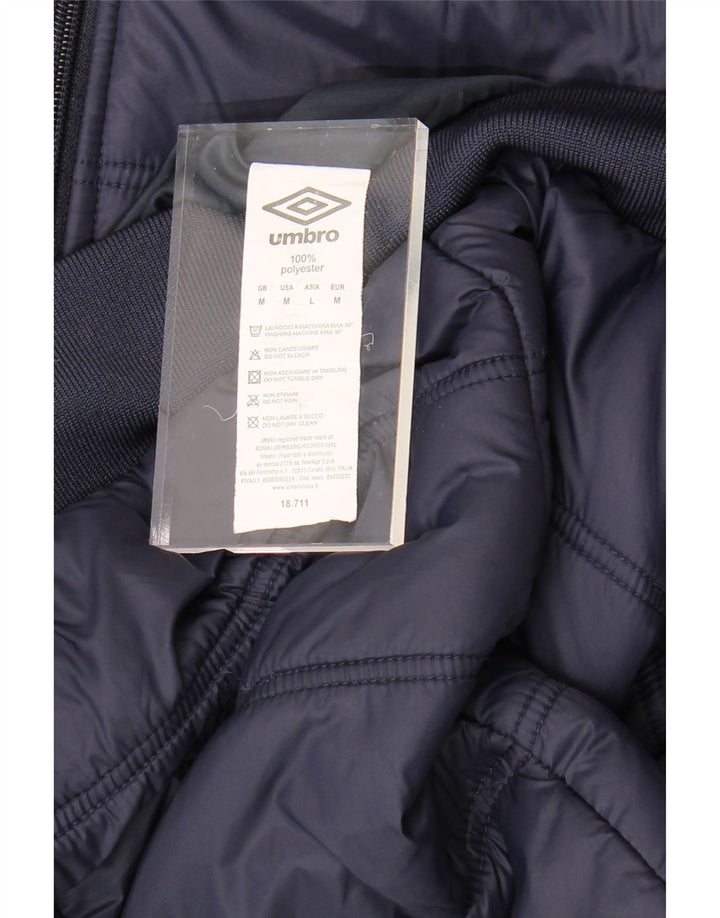 UMBRO Mens Hooded Padded Jacket UK 38 Medium Navy Blue Polyester Vintage Umbro and Second-Hand Umbro from Messina Hembry 