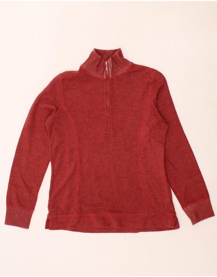 EDDIE BAUER Womens Oversized Zip Neck Sweatshirt Jumper UK 10 Small Red Vintage Eddie Bauer and Second-Hand Eddie Bauer from Messina Hembry 