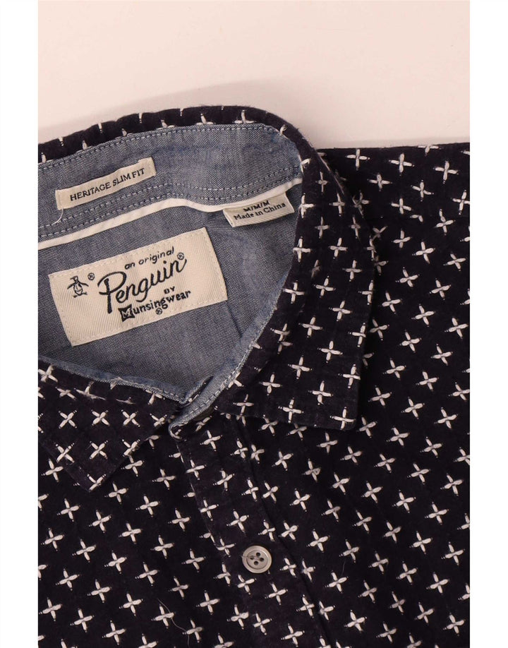 Cămașă pentru bărbați Penguin, cu model abstract, slim, mediu bleumarin