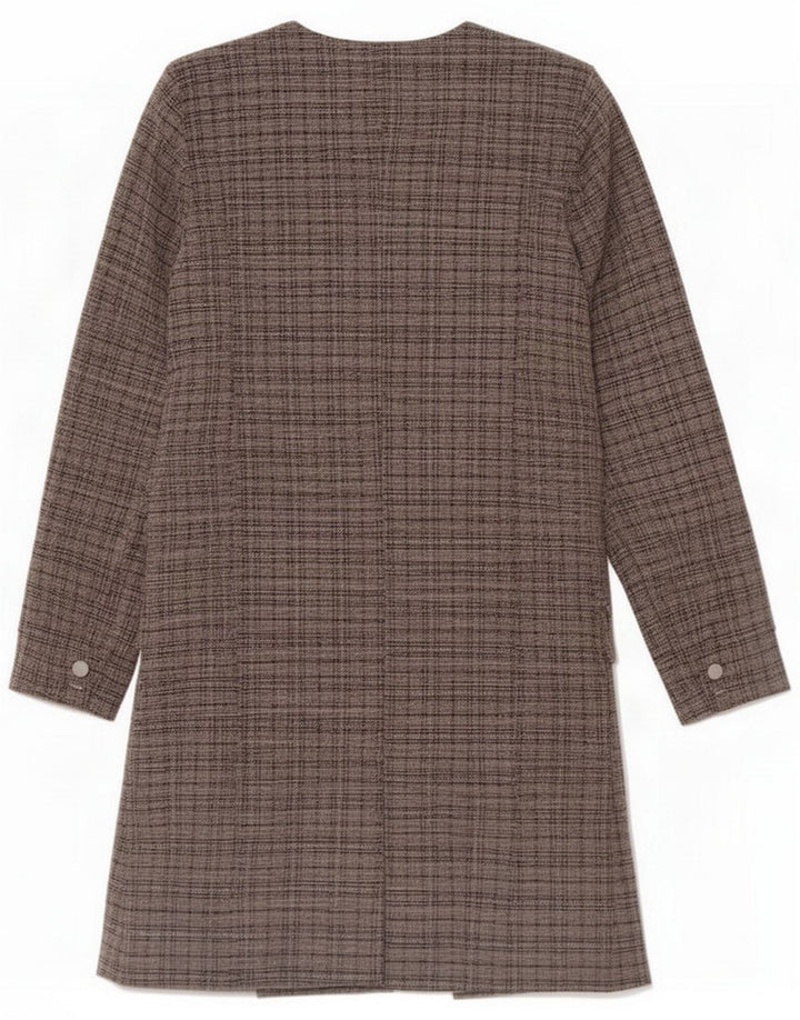 Vintage Womens Longline Blazer Jacket UK 14 Medium Grey Plaid