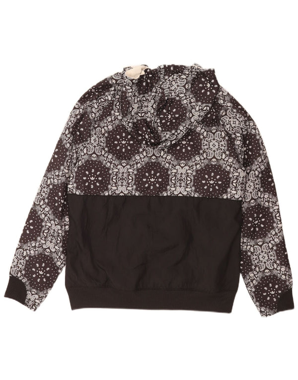 Pulover cu capota cu fermoar Adidas pentru femei UK 16 Poliester mare negru Paisley