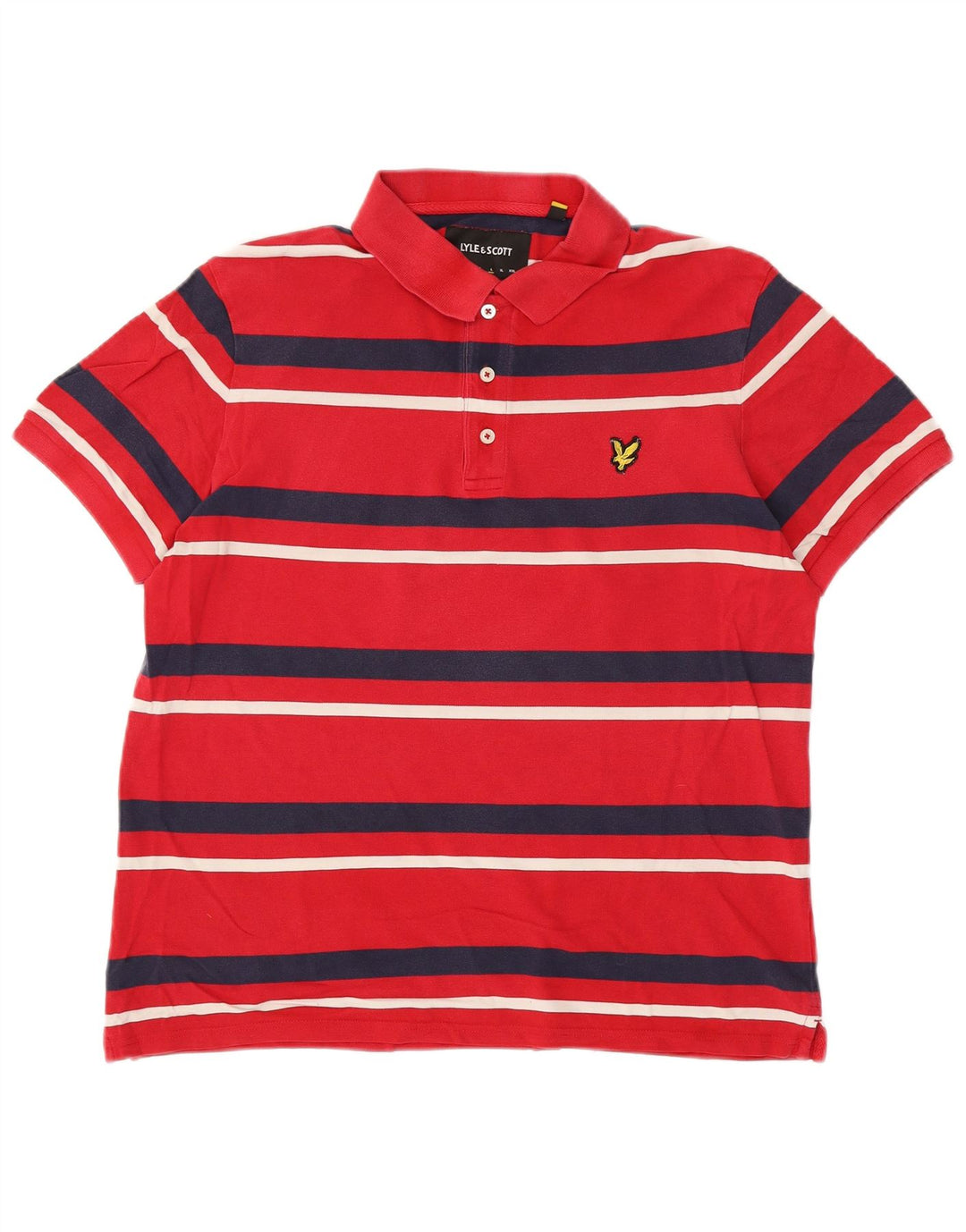 Tricou polo pentru bărbați Lyle & Scott, bumbac cu dungi roșii mari