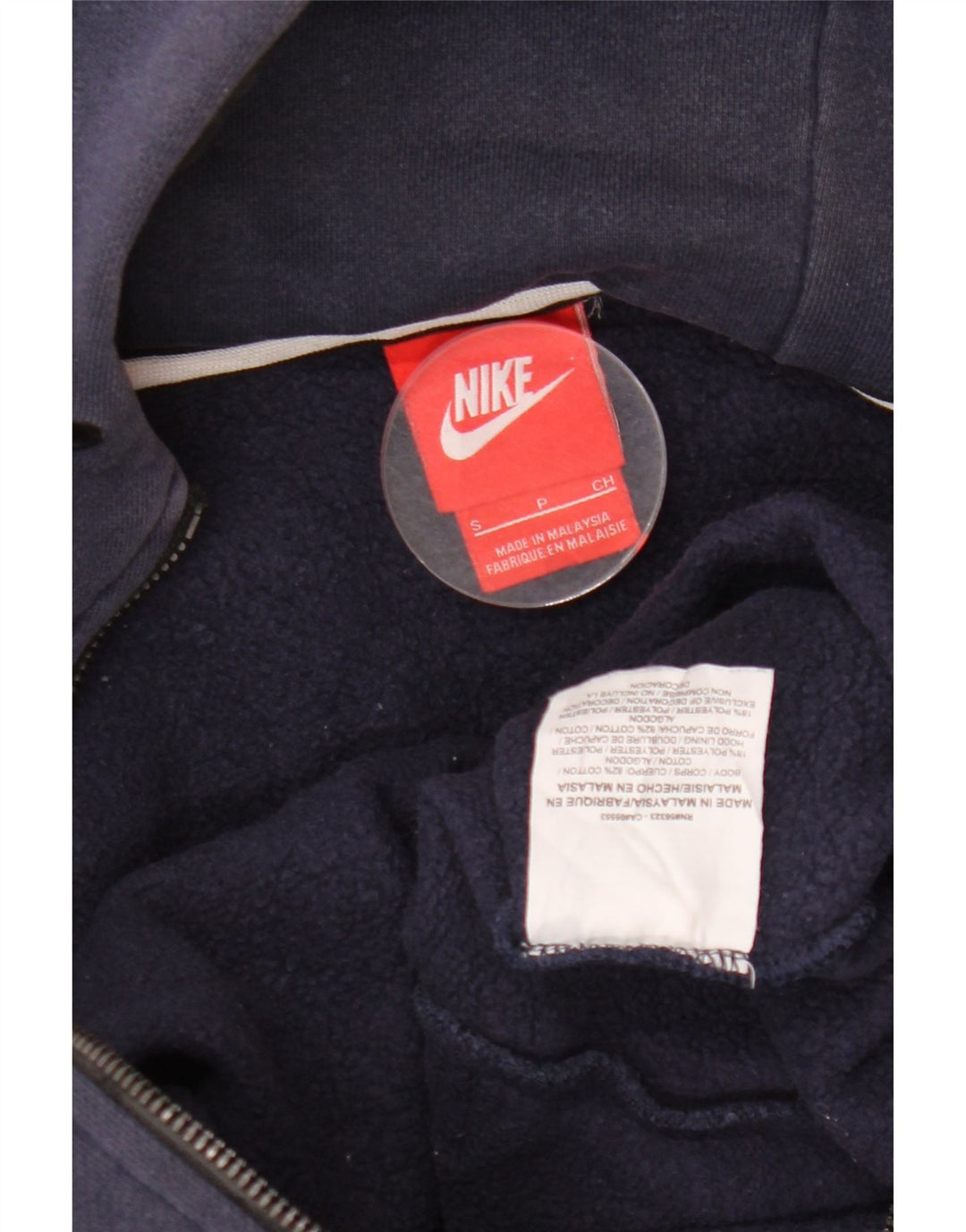 Pulover NIKE pentru femei cu fermoar, UK 10, bumbac, albastru bleumarin