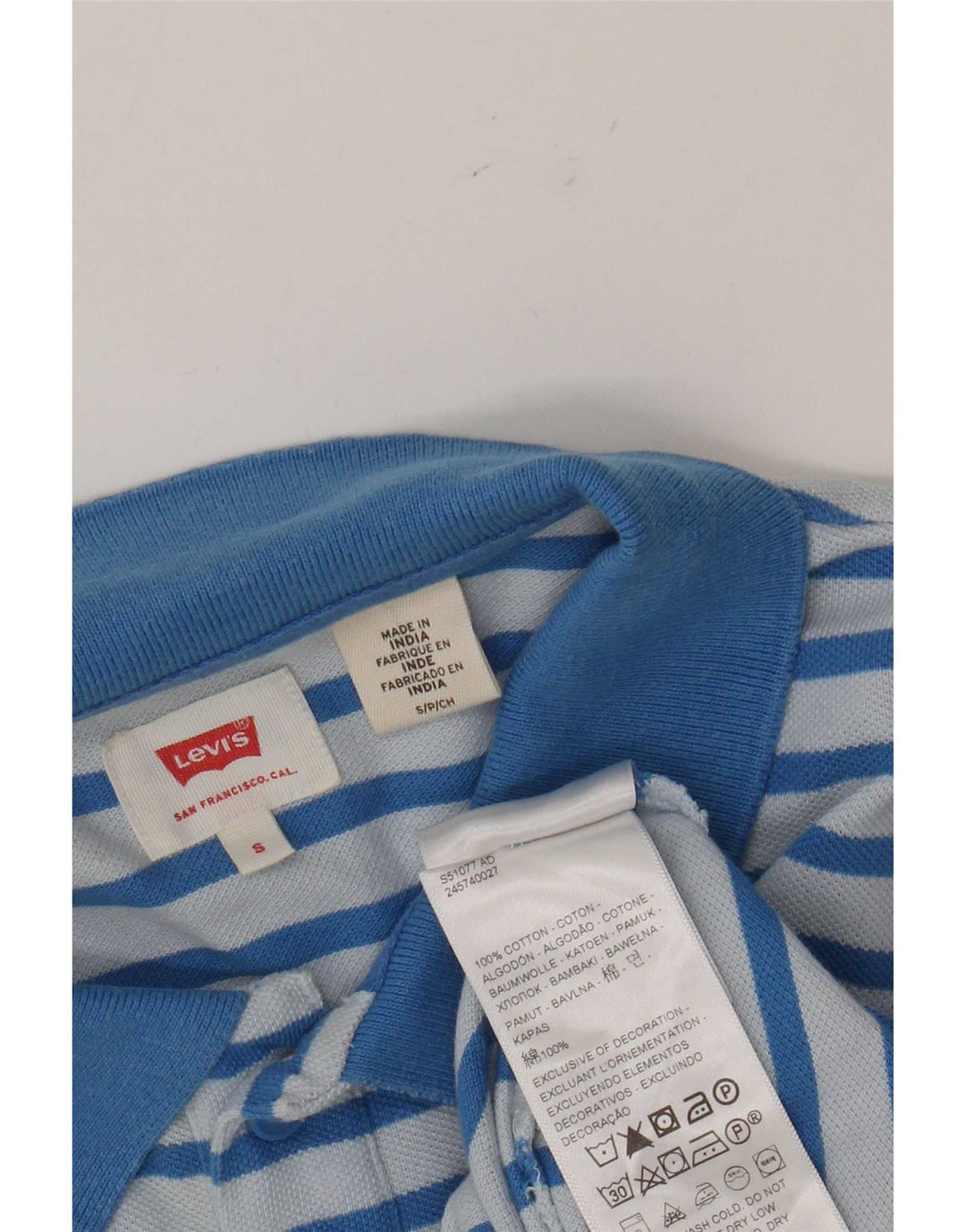 Tricou polo Levi's pentru bărbați, bumbac cu dungi albastre mici