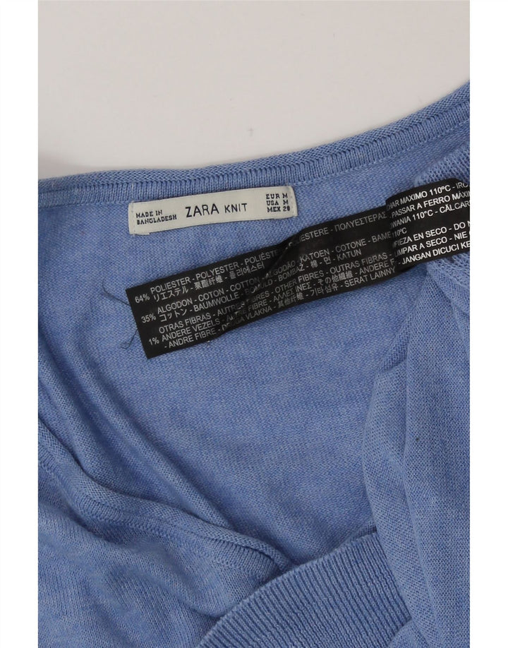 Pulover cu decolteu în V Zara pentru femei UK 14 Poliester albastru mediu