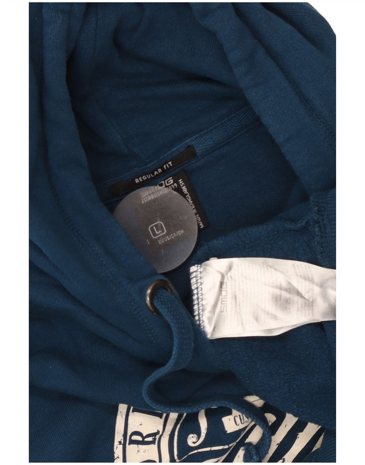 Pulover SMOG pentru bărbați, cu grafic regular, din bumbac mare, albastru