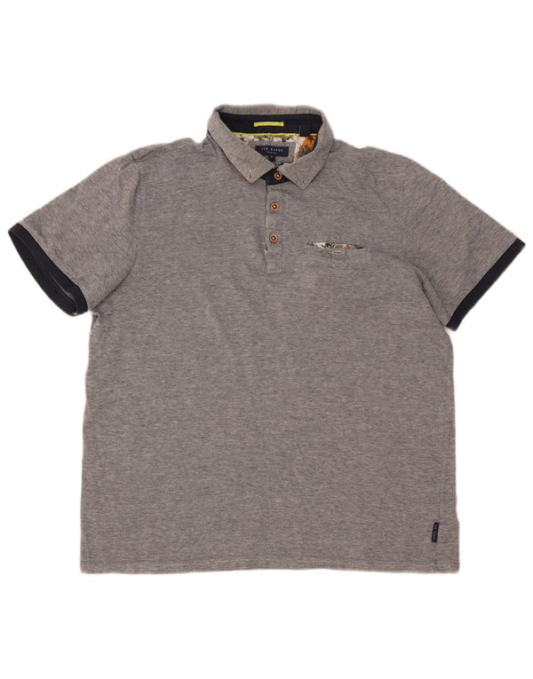 TED BAKER Mens Polo Shirt Size 5 XL Grey Cotton