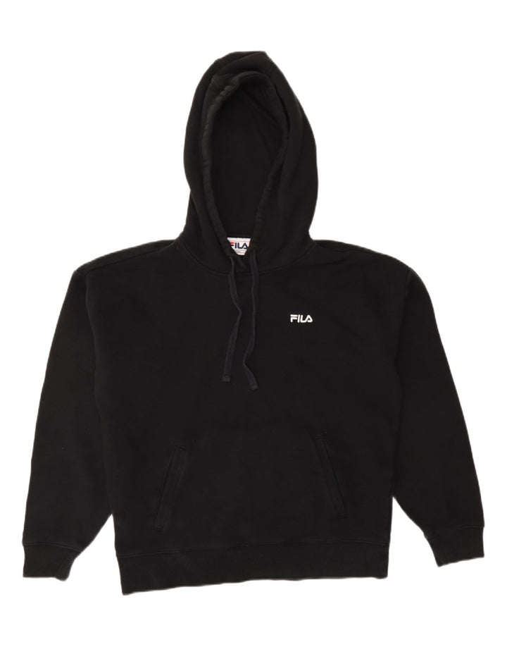 FILA Womens Hoodie Jumper UK 14 Medium Black Cotton Vintage Fila and Second-Hand Fila from Messina Hembry 