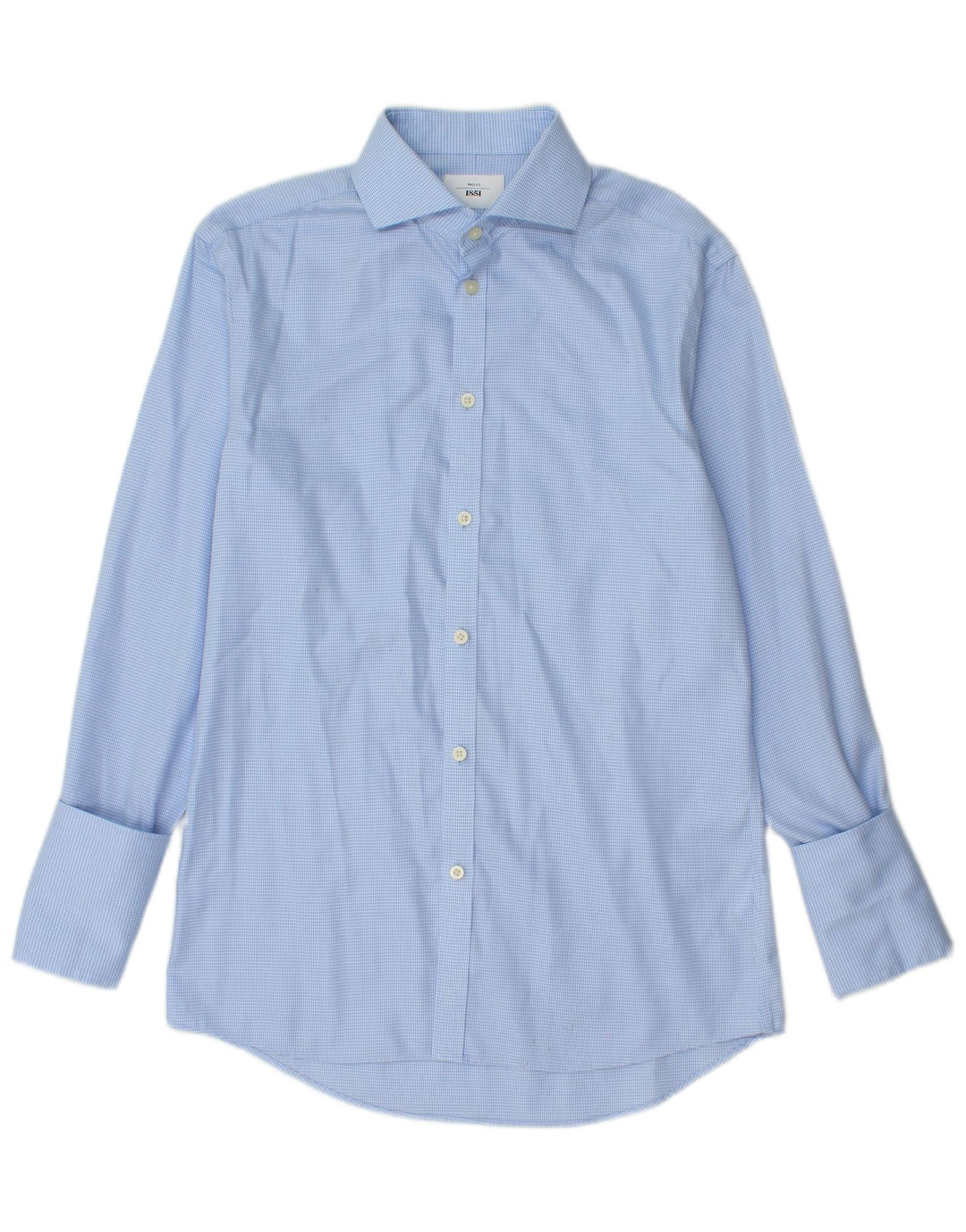 Moss 1851 Cămașă formală slim fit pentru bărbați Mărimea 38 15 Medium Blue Houndstooth