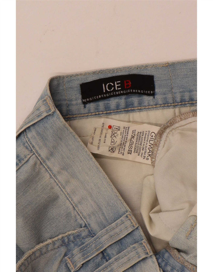Pantaloni scurți din denim cargo pentru bărbați Iceberg W36, bumbac albastru mare