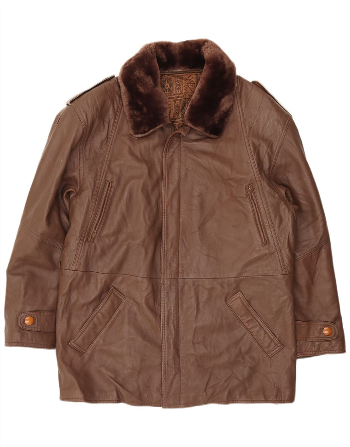 Jachetă din piele vintage pentru bărbați IT 52 XL din piele maro