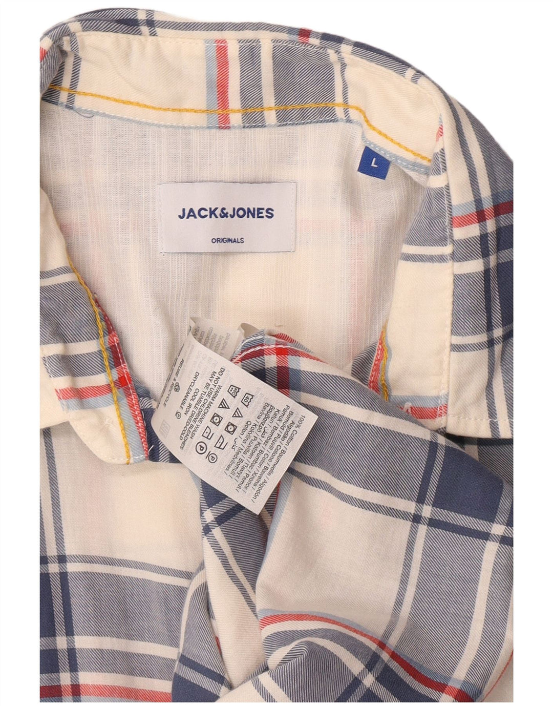 Cămașă Jack & Jones pentru bărbați cu mânecă scurtă, mare, albastru, din bumbac
