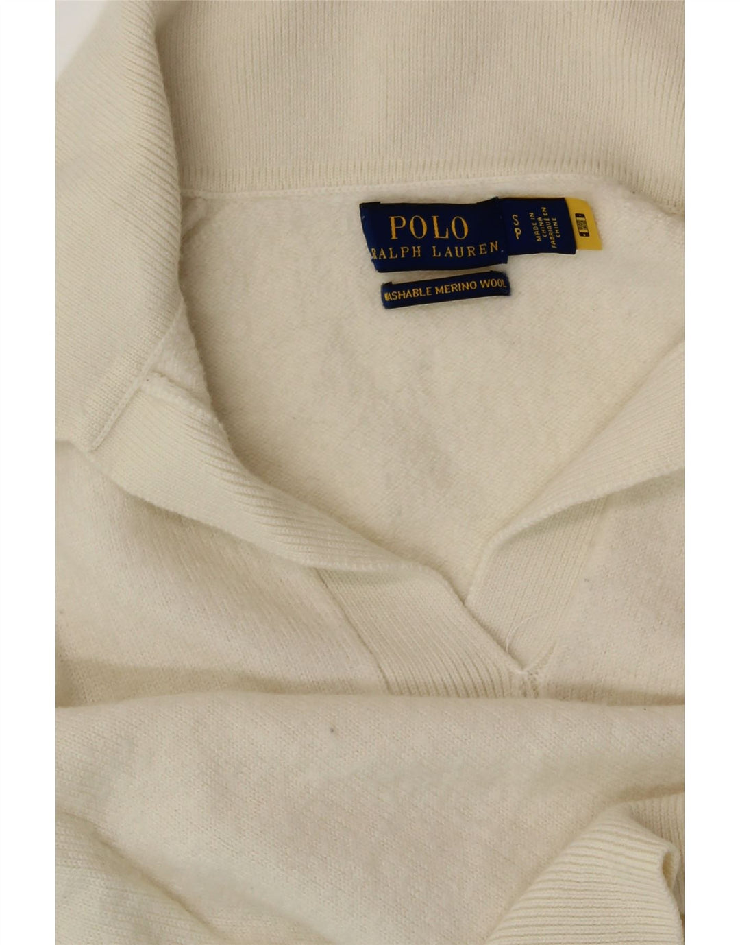 POLO RALPH LAUREN Pulover cu gât polo pentru femei UK 10 Small Off White