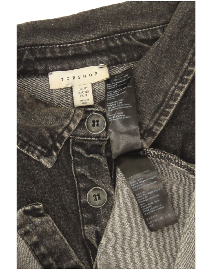 Cămașă de blugi Topshop pentru femei UK 12, bumbac gri mediu