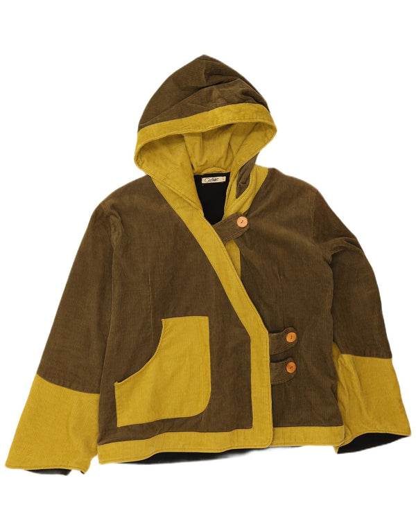 Jachetă Coline din velur cu glugă pentru femei UK 16, mare, kaki, color block