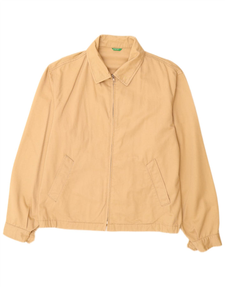 Benetton Bomber Jacket pentru bărbați UK 38 Medium Beige Bumbac