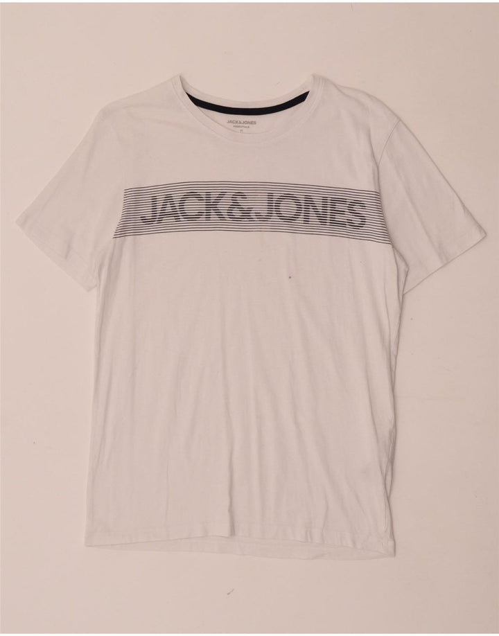 Tricou cu grafic Jack & Jones pentru bărbați Top mediu din bumbac alb