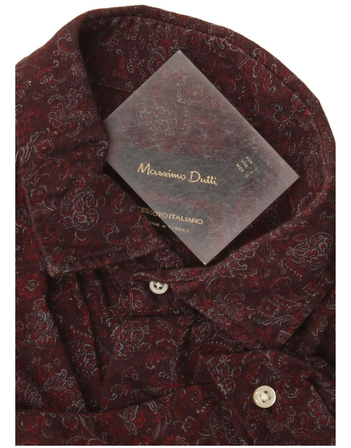 Massimo Dutti Mens Shirt Large Burgundy Paisley