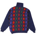 Pulover Benetton pentru bărbați cu gât polo IT 48 Small Blue Argyle/Diamond Wool