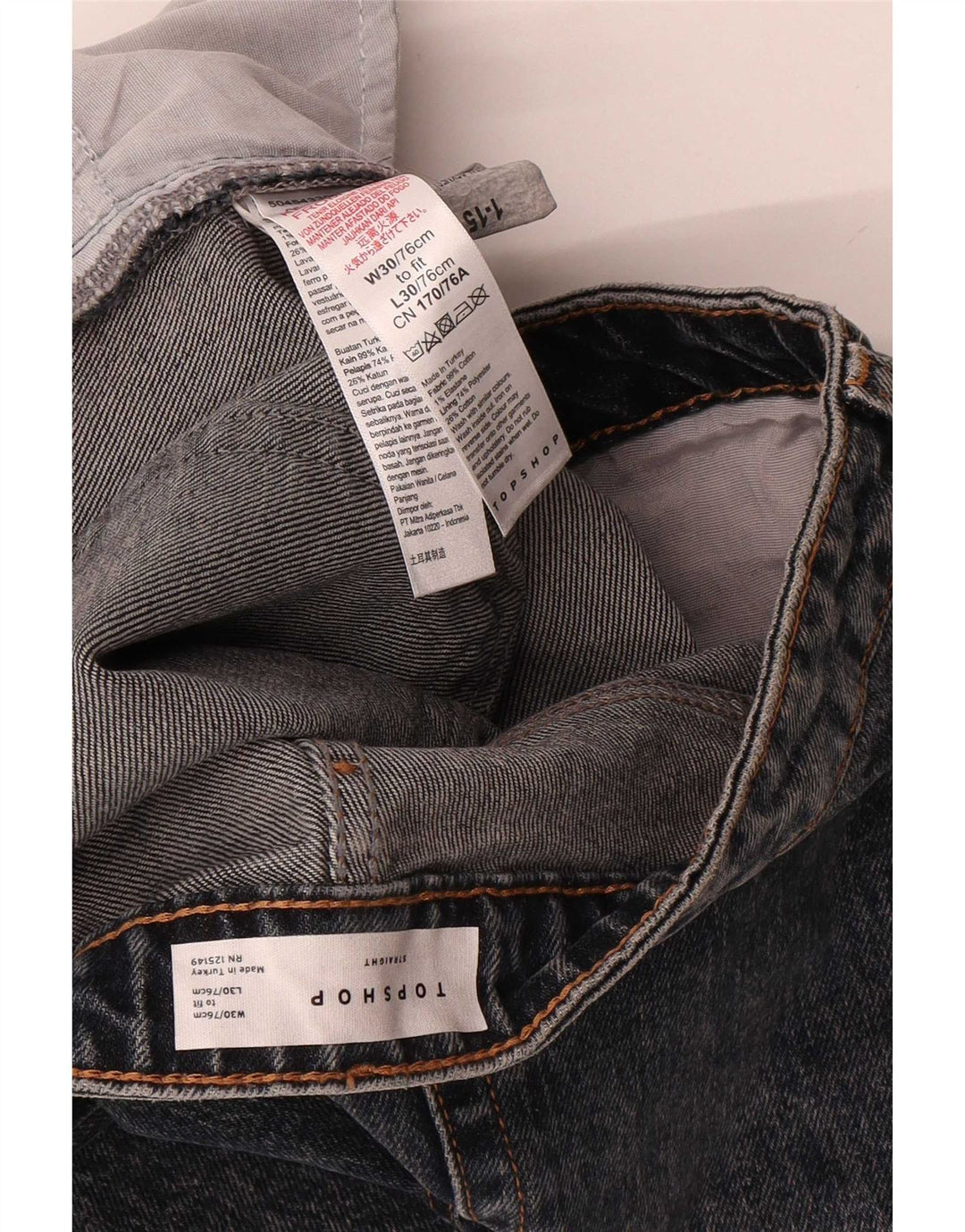Topshop blugi de damă cropped W30 L25 bumbac negru