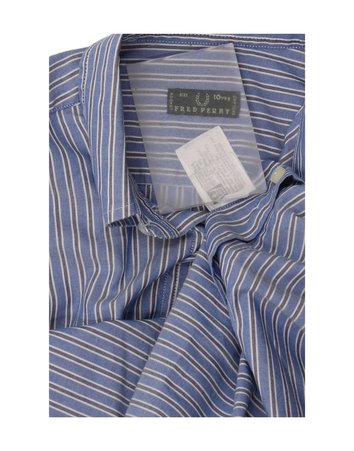 Cămașă Fred Perry pentru băieți 9-10 ani, bumbac cu dungi albastre