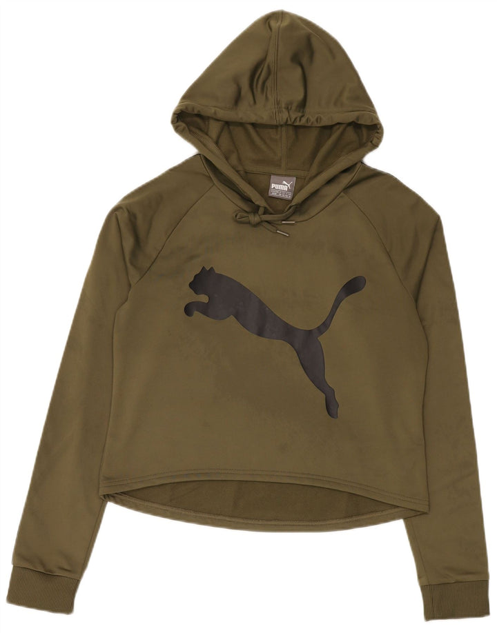 Pulover cu glugă grafic Puma pentru femei UK 14 Medium Kaki Poliester