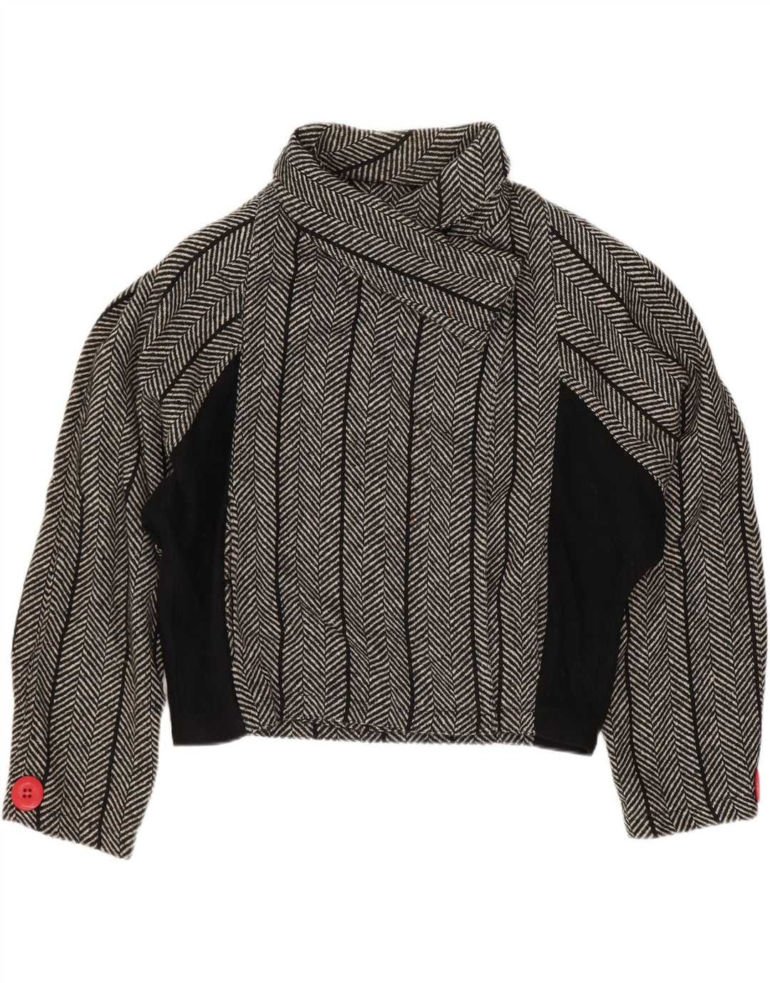 Jachetă vintage pentru femei Crop Liliac Blazer US 1 XS Lână neagră în spinare