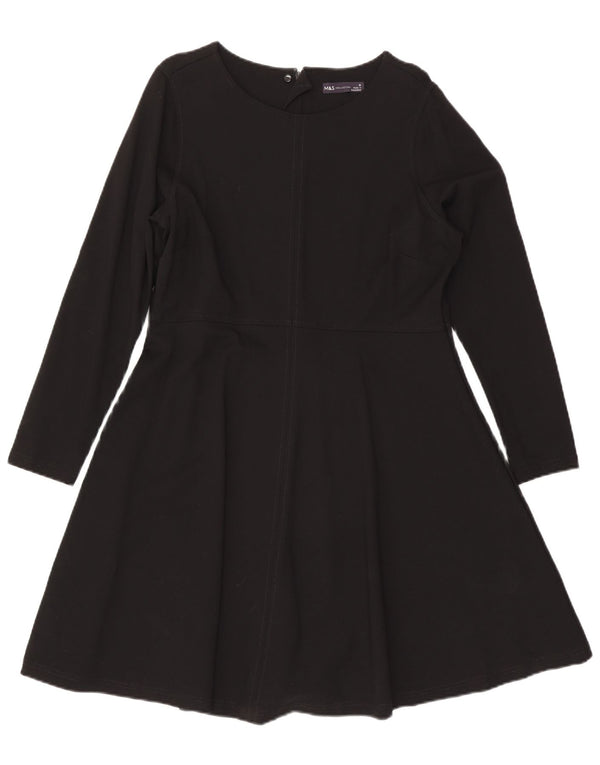 Rochie în formă de A cu mânecă lungă pentru femei Marks & Spencer UK 18 XL, viscoză neagră