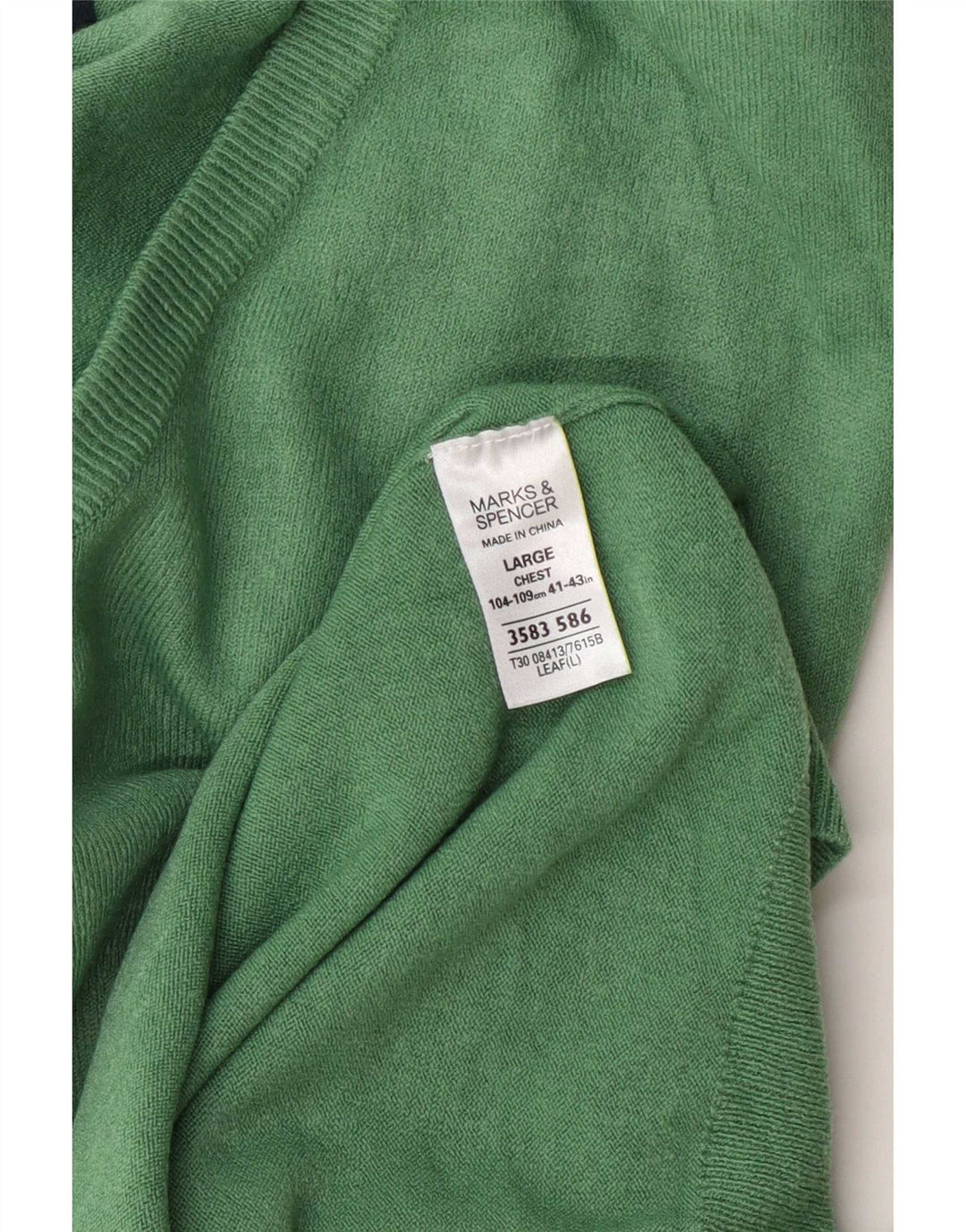 Marks & Spencer Pulover cu decolteu în V pentru bărbați, mare, verde acrilic