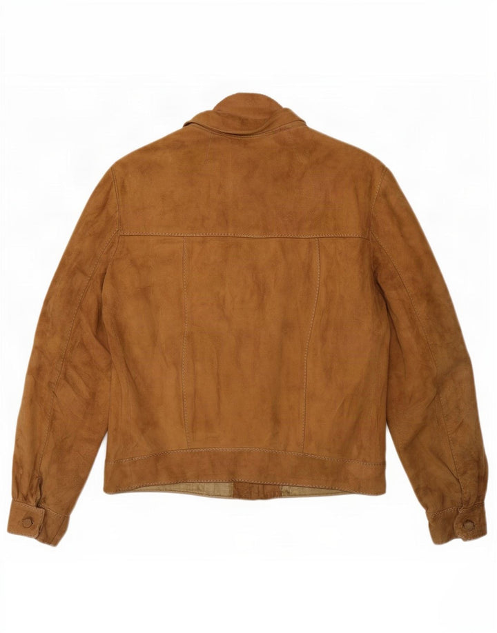 Jachetă de piele de piele vintage pentru femei UK 14 maro mediu