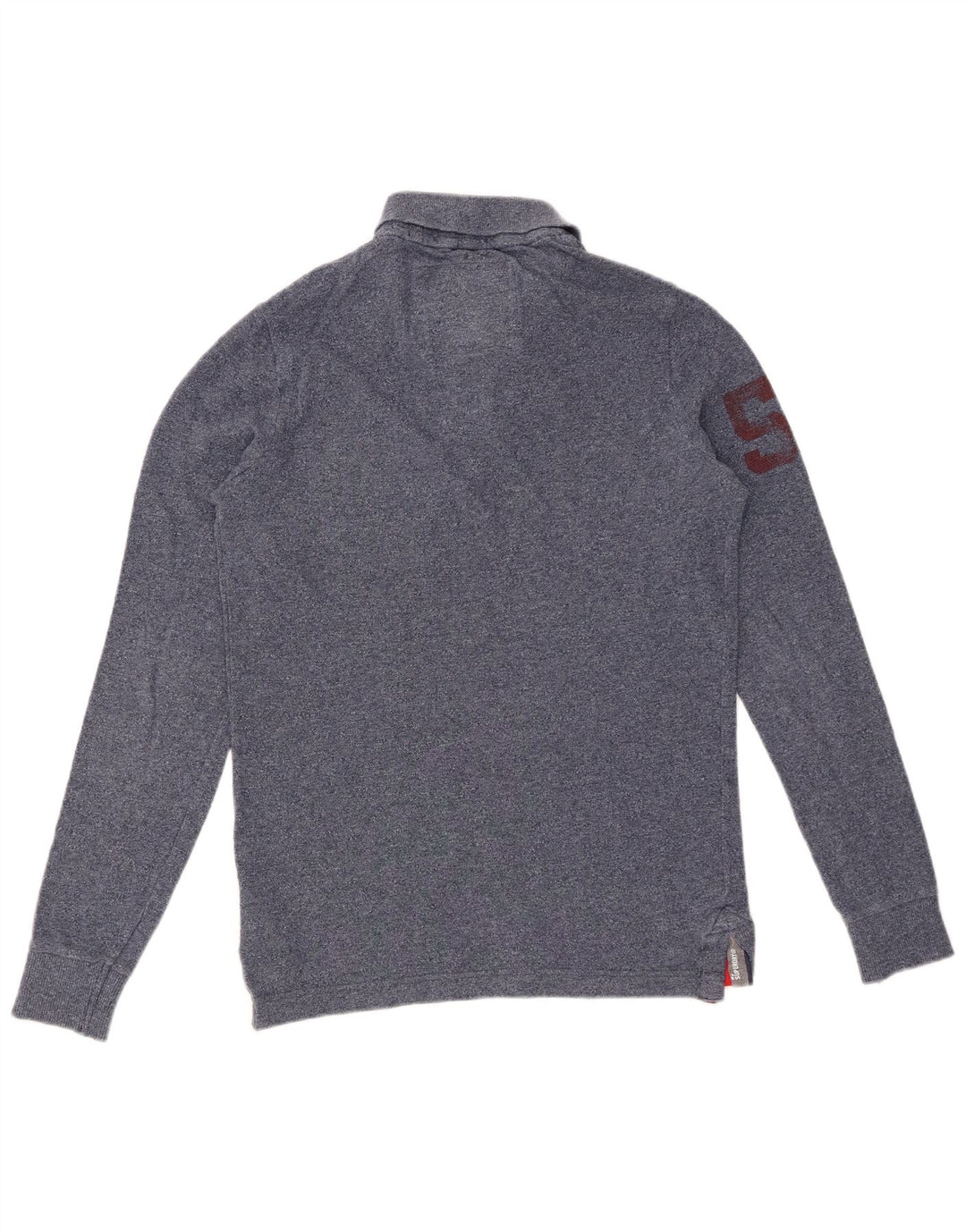 Cămașă polo cu mânecă lungă cu grafică pentru bărbați SUPERDRY, bumbac, albastru bleumarin