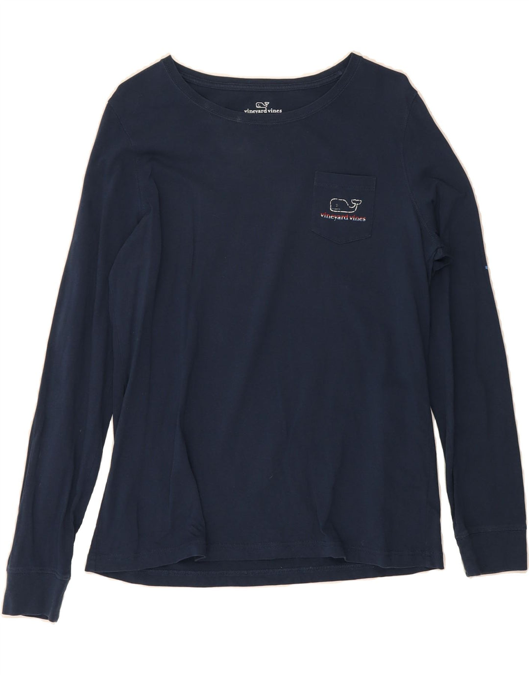 VINEYARD VINES Womens Graphic Top Long Sleeve UK 14 Medium Navy Blue Vintage Vineyard Vines and Second-Hand Vineyard Vines from Messina Hembry 