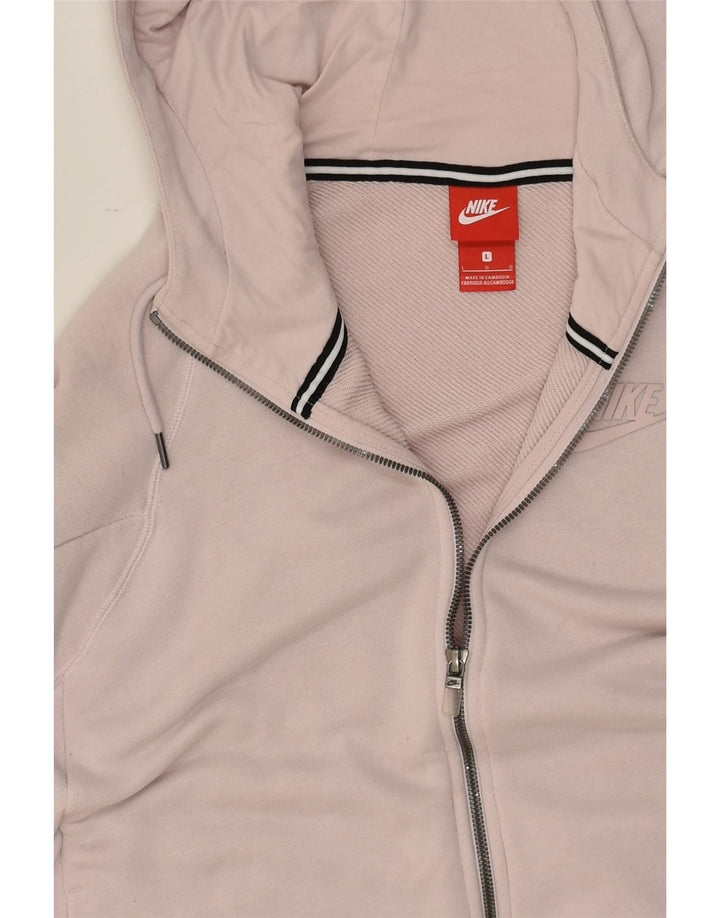 NIKE Womens Zip Hoodie Sweater UK 16 Large Grey | Vintage Nike | Thrift | Second-Hand Nike | Used Clothing | Messina Hembry 