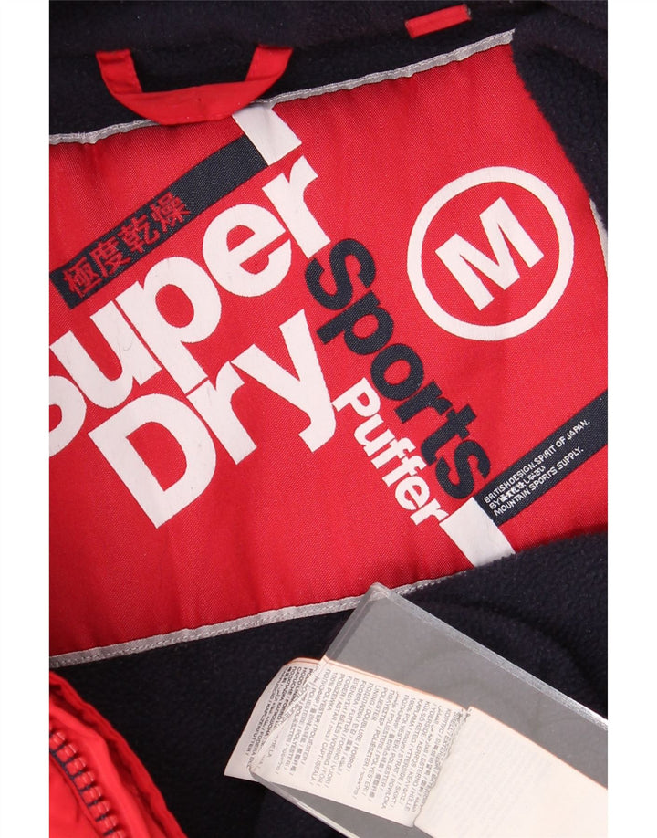 Jachetă căptușită cu glugă Superdry pentru femei UK 14 Poliester roșu mediu