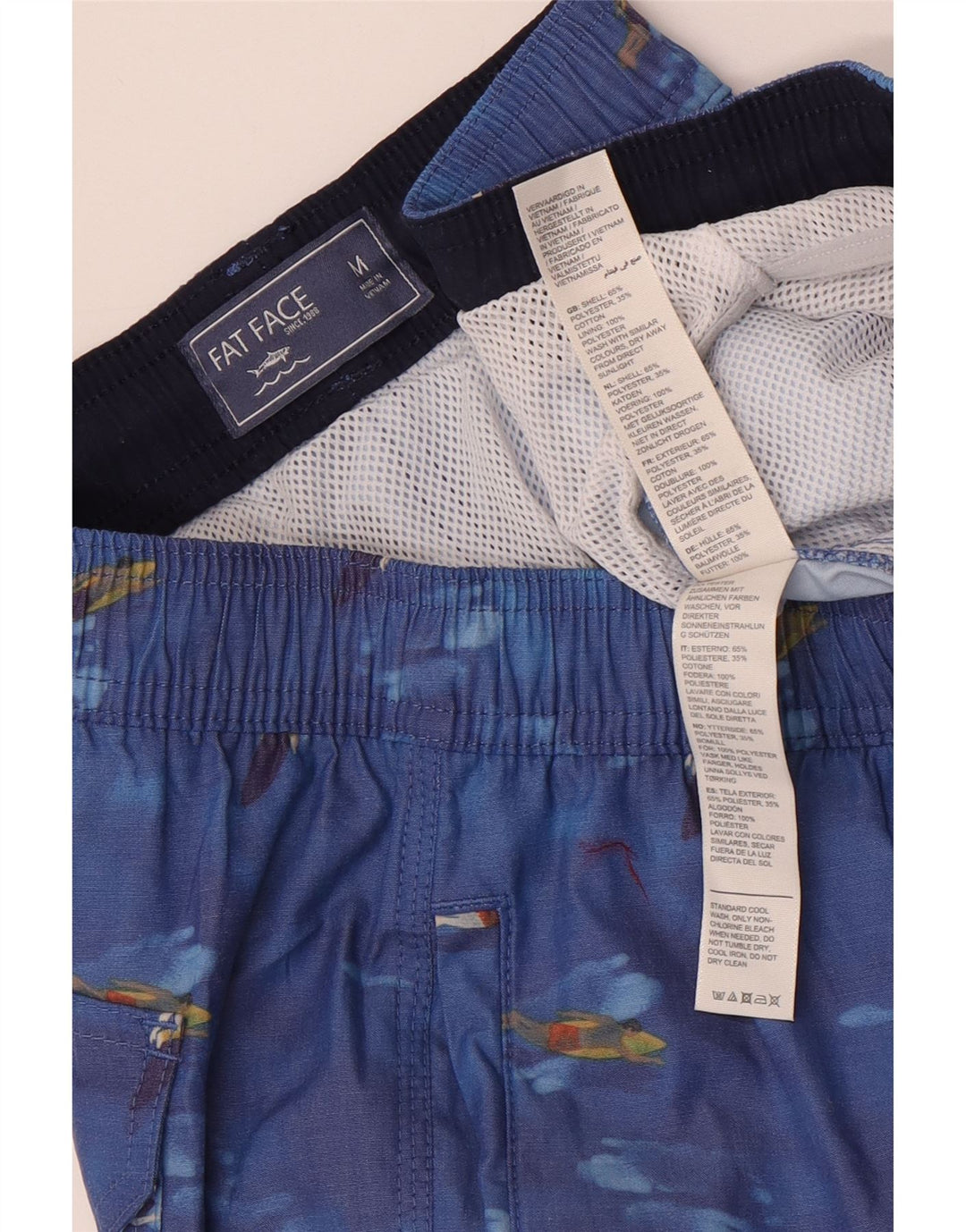 Pantaloni scurți de înot cu grafică pentru bărbați Fat Face, poliester albastru mediu