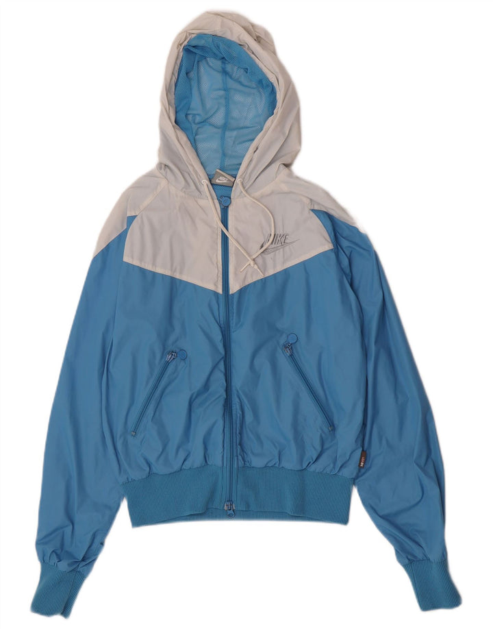 Jachetă de ploaie cu glugă Nike pentru femei Marea Britanie 10/12, albastru mediu, nailon color bloc