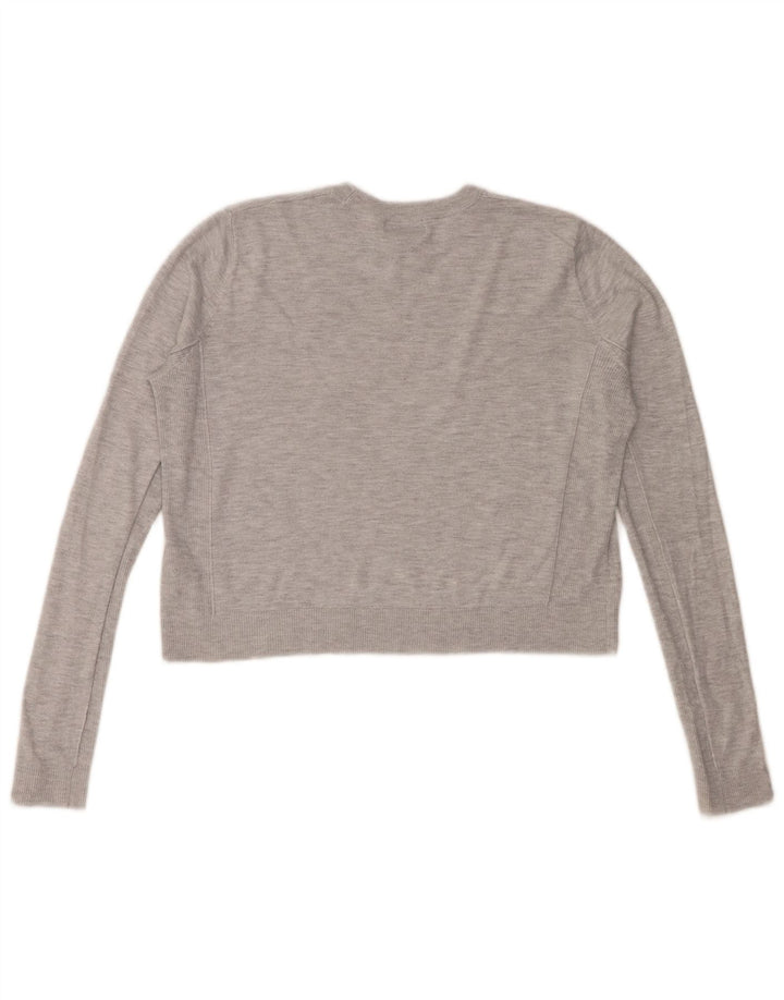 Pulover supradimensionat pentru femei Topshop cu decolteu triplu UK 10 mic gri