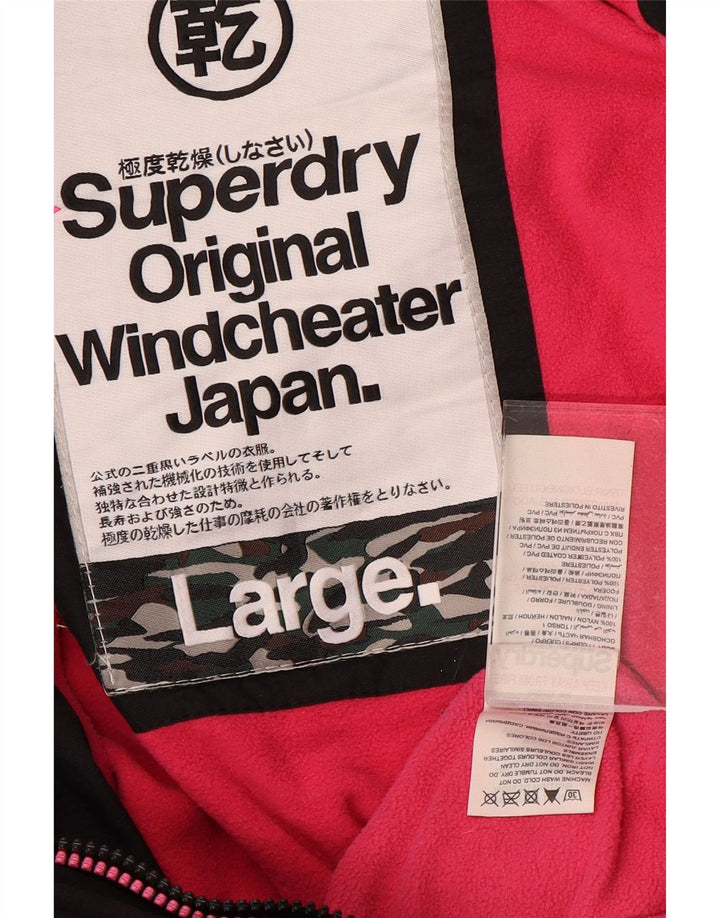 Jachetă de vânt cu glugă SUPERDRY pentru femei UK 16, mare, neagră