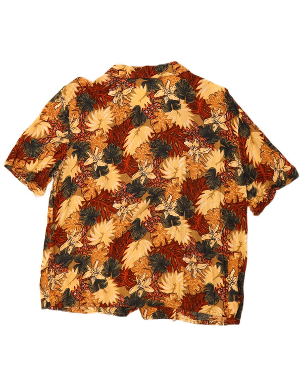 Bluză vintage cămașă cu mânecă scurtă pentru femei UK 14 mare, multicoloră, florală