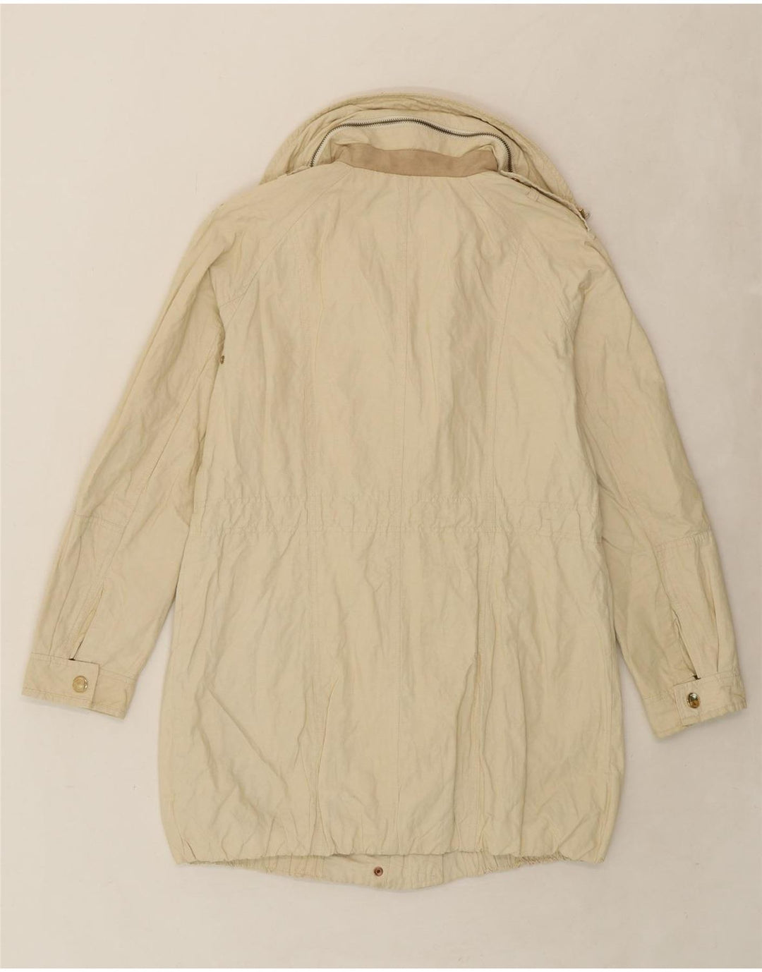 MASSIMO DUTTI Womens Hooded Utility Jacket UK 14 Medium Beige Cotton Vintage Massimo Dutti and Second-Hand Massimo Dutti from Messina Hembry 
