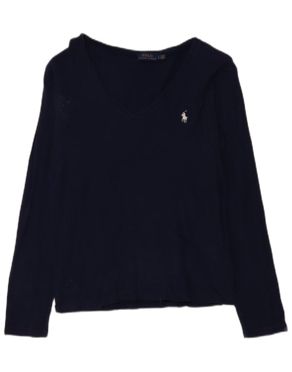 POLO RALPH LAUREN Top pentru damă cu mânecă lungă UK 14 mare bumbac bleumarin