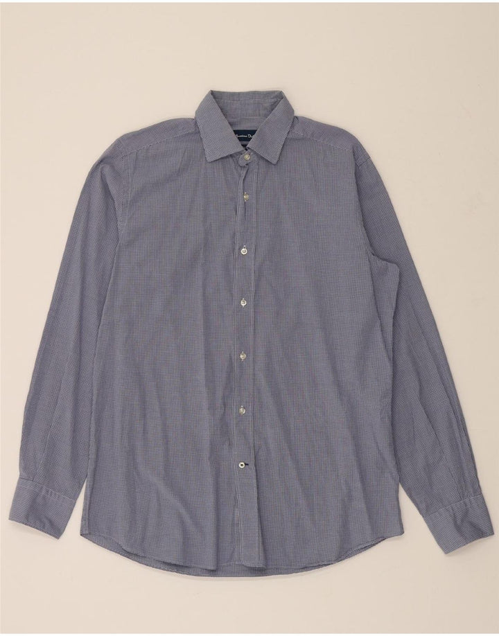 MASSIMO DUTTI Mens Slim Fit Shirt Medium Navy Blue Gingham Cotton Vintage Massimo Dutti and Second-Hand Massimo Dutti from Messina Hembry 
