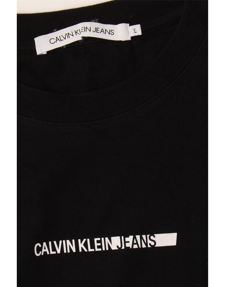 CALVIN KLEIN JEANS Mens Graphic T-Shirt Top Large Black Vintage Calvin Klein Jeans and Second-Hand Calvin Klein Jeans from Messina Hembry 