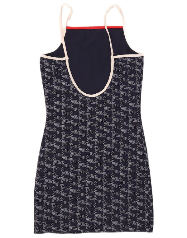 Rochie teacă fără mâneci cu grafică pentru femei Fila UK 10 Bumbac bleumarin mic