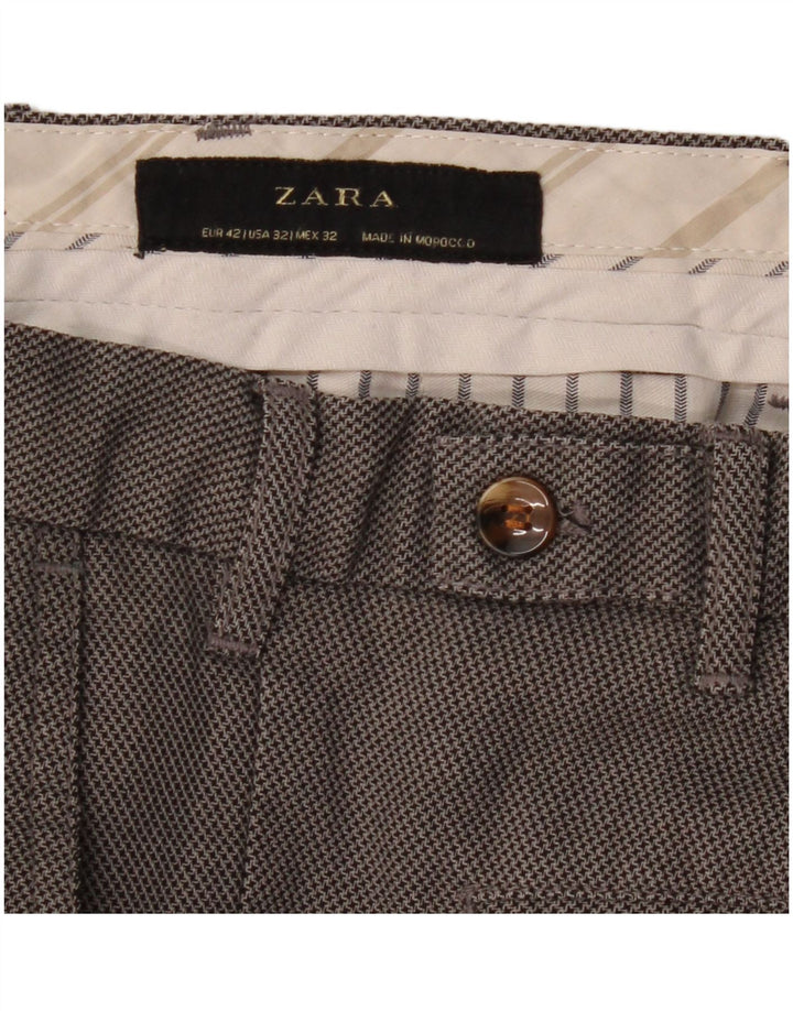 Pantaloni de costum pentru bărbați ZARA slim EU 42 Large W32 L28 Gri Houndstooth